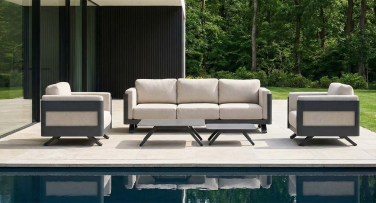 Luxusní zahradní sedací souprava pro 5 z hliníku Governa5 silne čalounění design