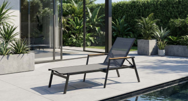 Luxusní zahradní lehátko v kombinaci hliíku a teaku Ferrara antracit