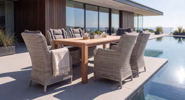 Luxusní ratanová zahradní jídelní souprava Maison6 Teak