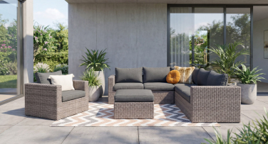 Kvalitní atanový rohový zahradní sedací set Saale