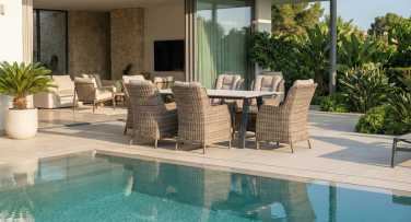 Ratanový zahradní jídelní set Verdana6 Polywood 205 cm