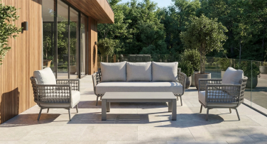 Luxusní venkoví sedací souprava Breeze5 Rope šedá taupe