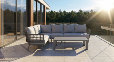 Luxusní venkoví sedací souprava Breeze6 Rope šedá taupe