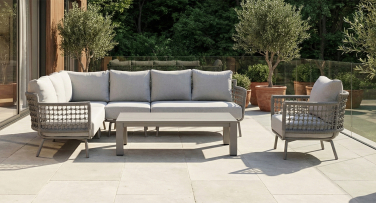 Luxusní venkoví sedací souprava Breeze7 Rope šedá taupe