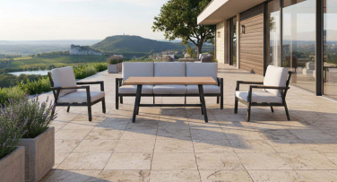 Venkovní hliníková sedací souprava s vysokým stolem Crena5 Woodlook