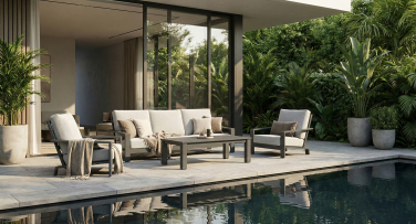 Luxusní zahradní sedací souprava Vector5 z hliníku a vysokými zády pro vysoké lidi