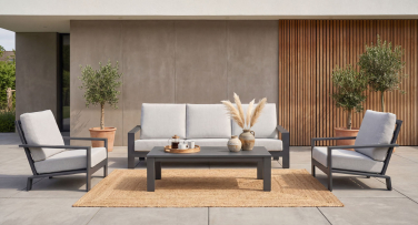 Luxusní zahradní sedací souprava Vector5 z hliníku a vysokými zády pro vysoké lidi