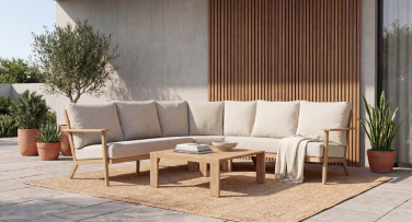 Zahradní sedací souprava Lignum5 Corner Woodlook hliníková v dokonalém designu dřeva