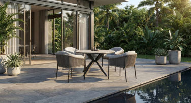 Zahradní jídelní souprava s kulatým stolem Magna4 Circle Polywood