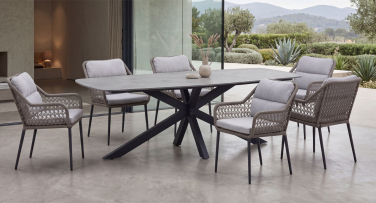 Luxusní zahradní jídelní nábytek Salerma6 Sand, Fiberstone