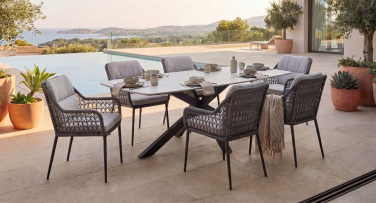 Kvalitní a odolná zahradní jídelní souprava Salerma6 Fiberstone