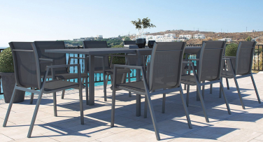 Hliníkový zahradní set Mareil XL pro 10 osob s rozkládacím stolem
