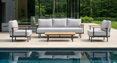 Zahradní sedací sestava Kanso – Japandi styl, Rope výplet & Polywood (Set pro 5 osob)