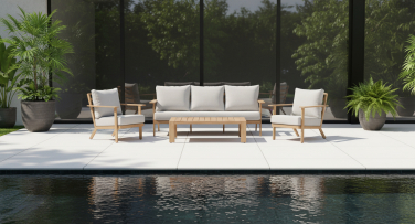 Zahradní sedací souprava Lignum5 Woodlook hliník v dokonalém designu dřeva