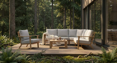 Zahradní sedací souprava Lignum6 Woodlook hliník v dokonalém designu dřeva