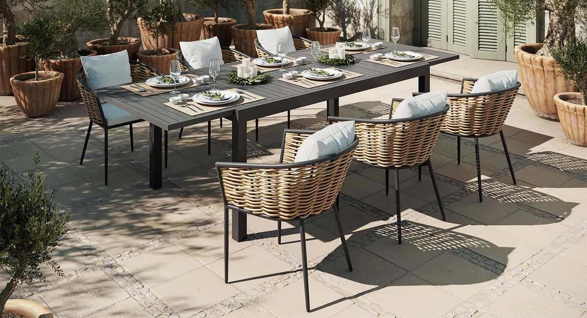 Zahradní jídelní set Gaudes ratan hliník