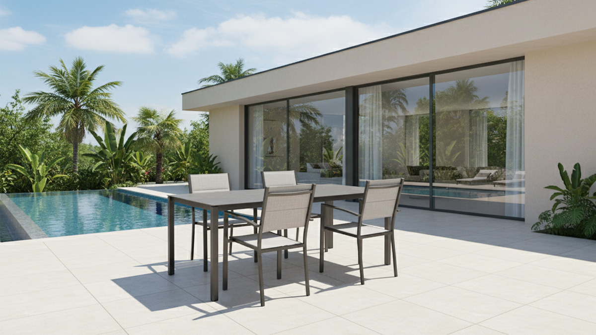 Venkovní jídelní sestava Velay4 s výsuvným stolem Ceramic